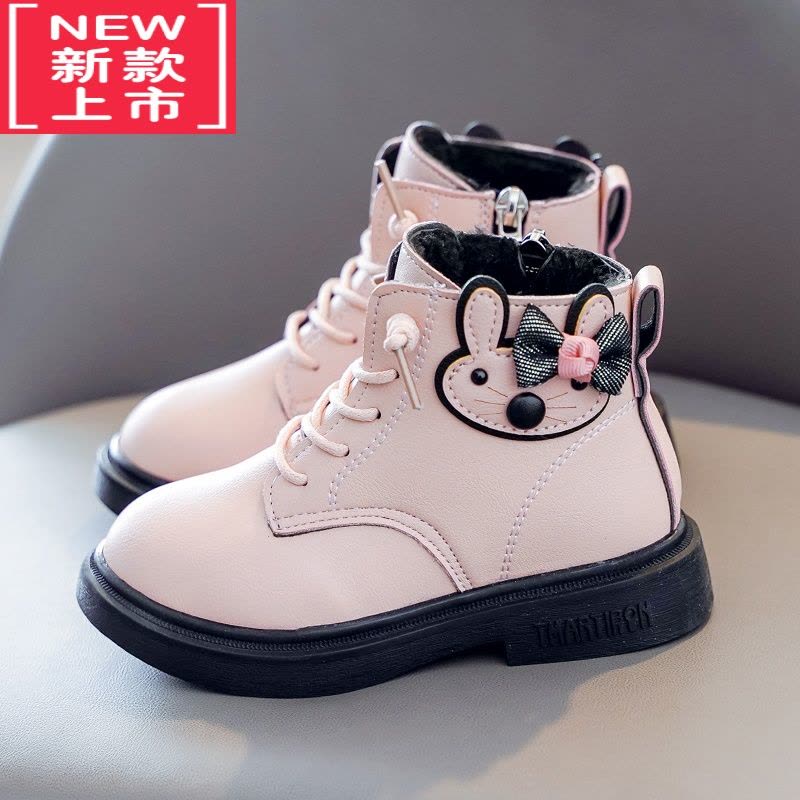 可莉允女童鞋子儿童靴子秋冬2022新款短靴女宝宝鞋马丁靴冬季加绒二棉鞋图片