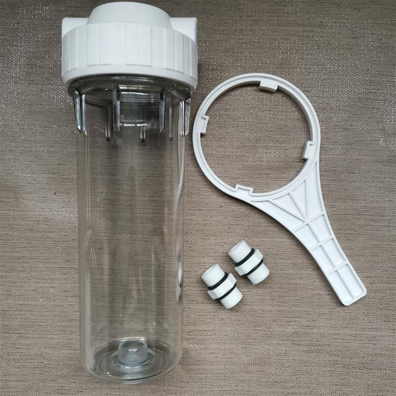 家用自来水pp棉净水器透明前置过滤器10寸厨房单级净水机滤瓶滤芯|滤瓶+4分对丝+扳手4分滤瓶