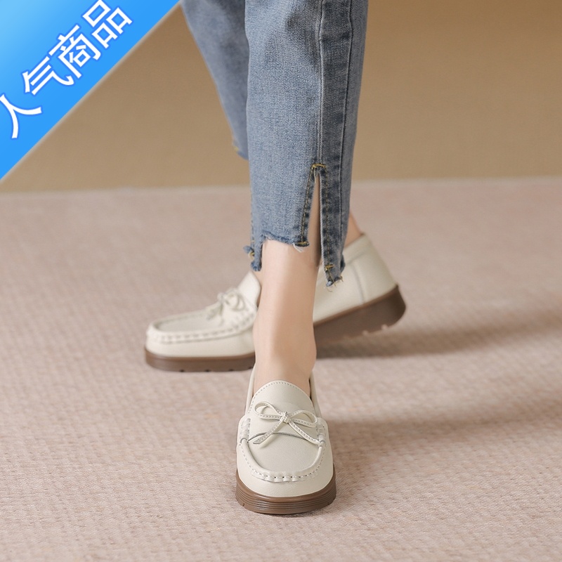 SUNTEK乐福鞋2023年新款妈妈鞋一脚蹬舒适女鞋豆豆鞋休闲百搭英伦风单鞋高清大图