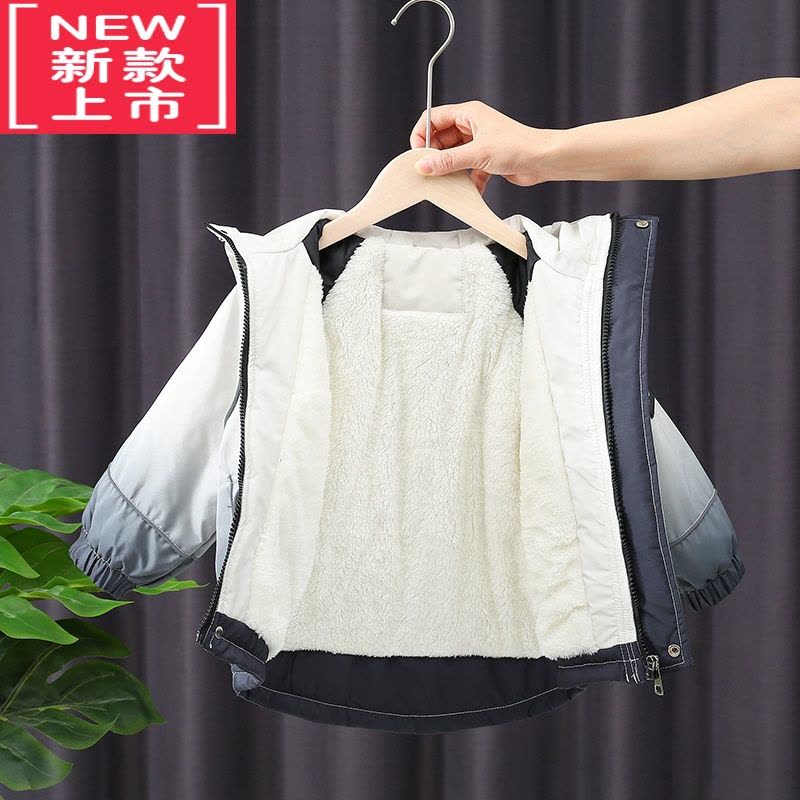 可莉允男童外套秋冬装派克服2022新款儿童加绒加厚洋气棉服宝宝初冬棉衣图片