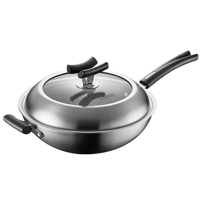 苏泊尔(SUPOR)炒锅X晶盾不锈钢不粘锅少油烟家用炒菜锅燃气电磁炉通用CC32JA2 赠铁铲高清大图