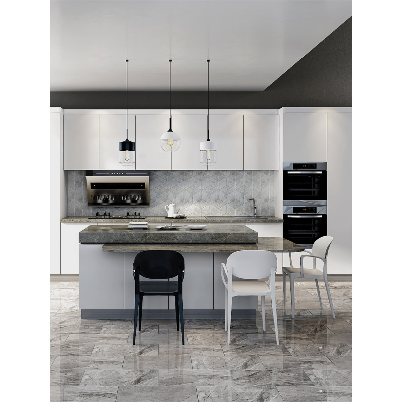 橱柜定制厨房整体小户型一字形现代简约轻奢开放式多层实木装修闪电客