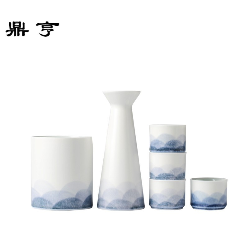 鼎亨套装家用清酒小酒壶温酒器黄酒白酒杯黑陶酒盅