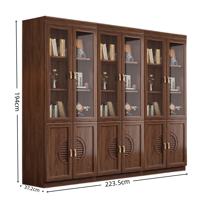 智叶舟实木办公柜六门2235*372*1940mm台高清大图