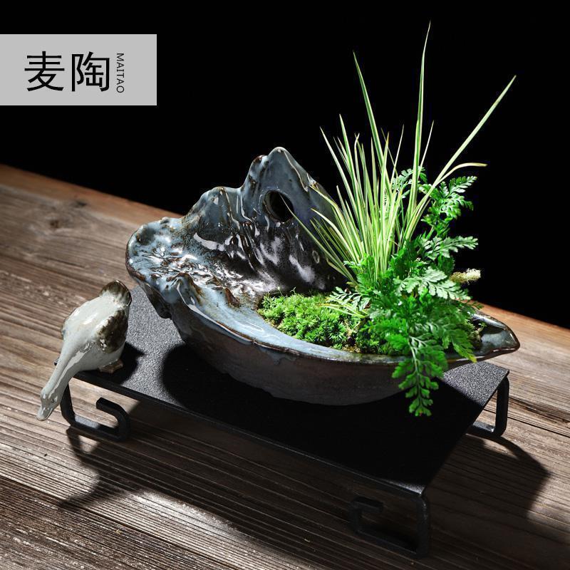 禅创意陶瓷花盆简约个性菖蒲袖珍椰子植用室内组合盆栽装饰品_640