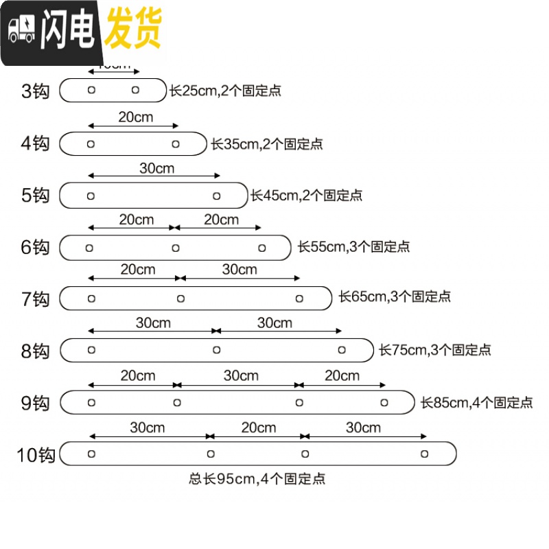 三维工匠免打孔不锈钢挂衣钩壁挂墙壁后衣帽钩排钩墙上衣挂钩衣钩挂衣架 特大加厚凤尾6钩55cm两用高清大图