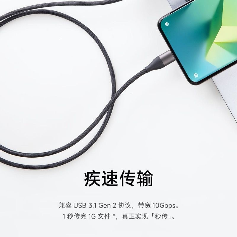 小米6A双Type-C高速编织数据线 /编织数据线小米SU7汽车车载数据线汽车配件高速车充快充 深红色