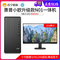 惠普小欧N01-F132mcn商务办公家庭娱乐 追剧上网纤小型时尚迷你家用电脑台式主机+V24I23.8寸液晶电脑显示器屏 LED背光节能显示器