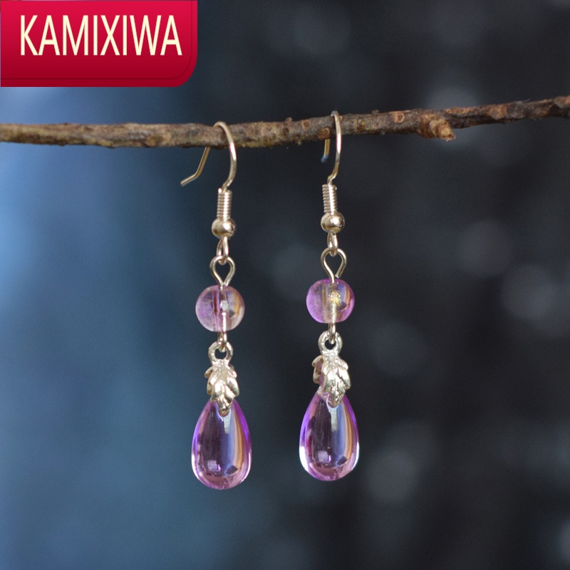 kamixiwa古风耳环琉璃水滴耳坠配旗袍复古气质民族风中国风耳饰女汉服