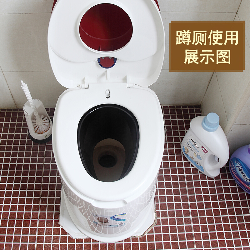 老人坐便器椅子小孩家用简易可移动马桶防滑改蹲厕孕妇座便器防臭六代缓降红盖房间厕所用壹德壹