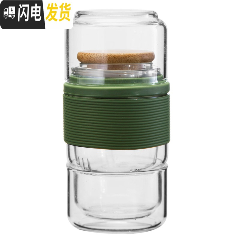三维工匠玻璃旅行茶具套装便携式包快客茶杯一壶二四杯随身泡茶壶小套 玲青旅行茶具(一壶四杯)高清大图