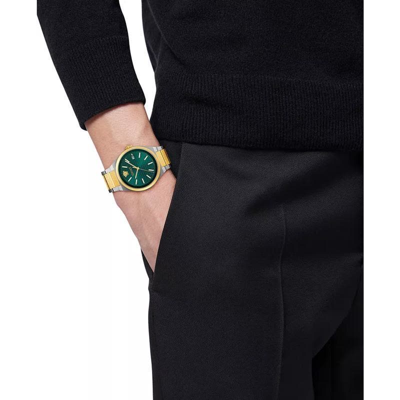 范思哲(Versace)女士石英表瑞士三针防水防刮绿盘金 tone 大方时尚商务休闲手表图片