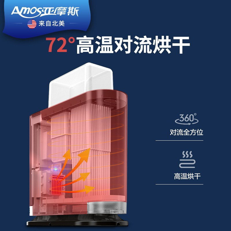亚摩斯(Amos)筷子消毒机家用全自动消毒器活氧臭氧热风烘干器