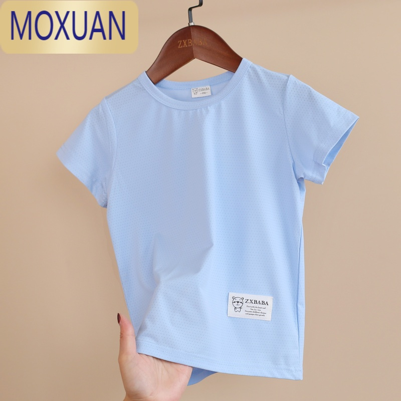 MOXUAN儿童速干冰丝短袖T恤夏童装男女童半袖网眼休闲运动圆领衫中大童