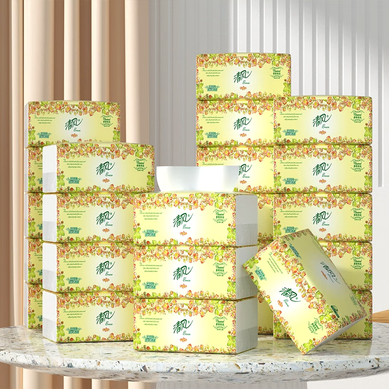 清风面巾纸 抽纸家用原生木浆3层100抽餐巾纸 小包抽纸巾纸抽整箱24包高清大图