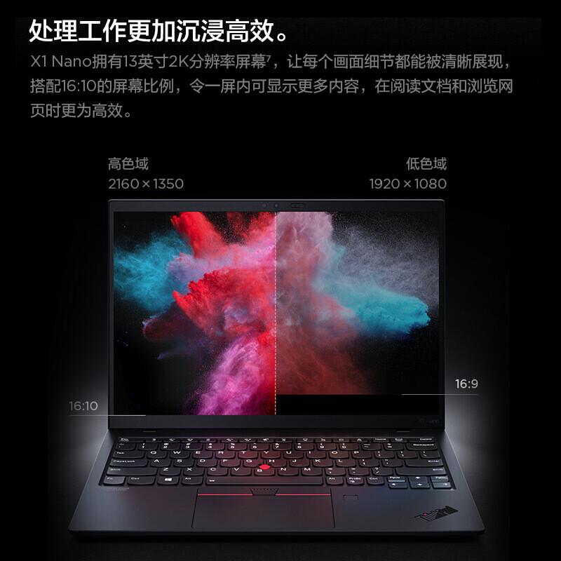 联想笔记本电脑ThinkPad X1 Nano 英特尔Evo平台 13英寸笔记本电脑(酷睿i5-1130G7/16G/512G/16:10微边框2K)高清大图