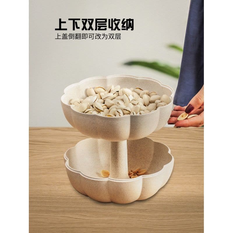 网红南瓜果盘创意现代客厅水果盆过年家用糖果盒零食瓜子盘干果盘 桔色大号图片
