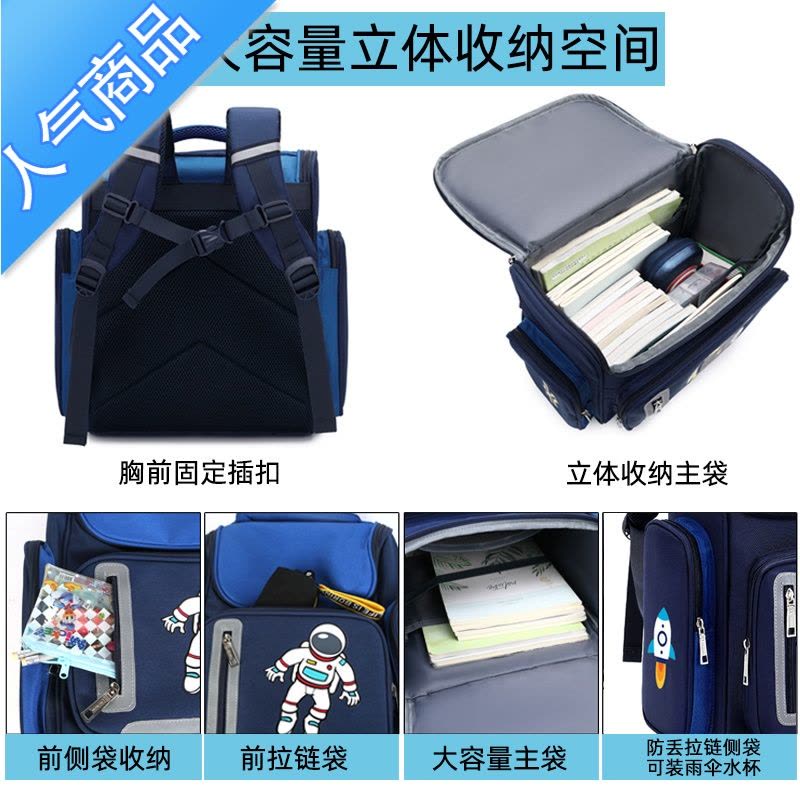 封后儿童书包小学生一二三到六年级男女童轻便减负护脊大容量双肩背包学生书包图片