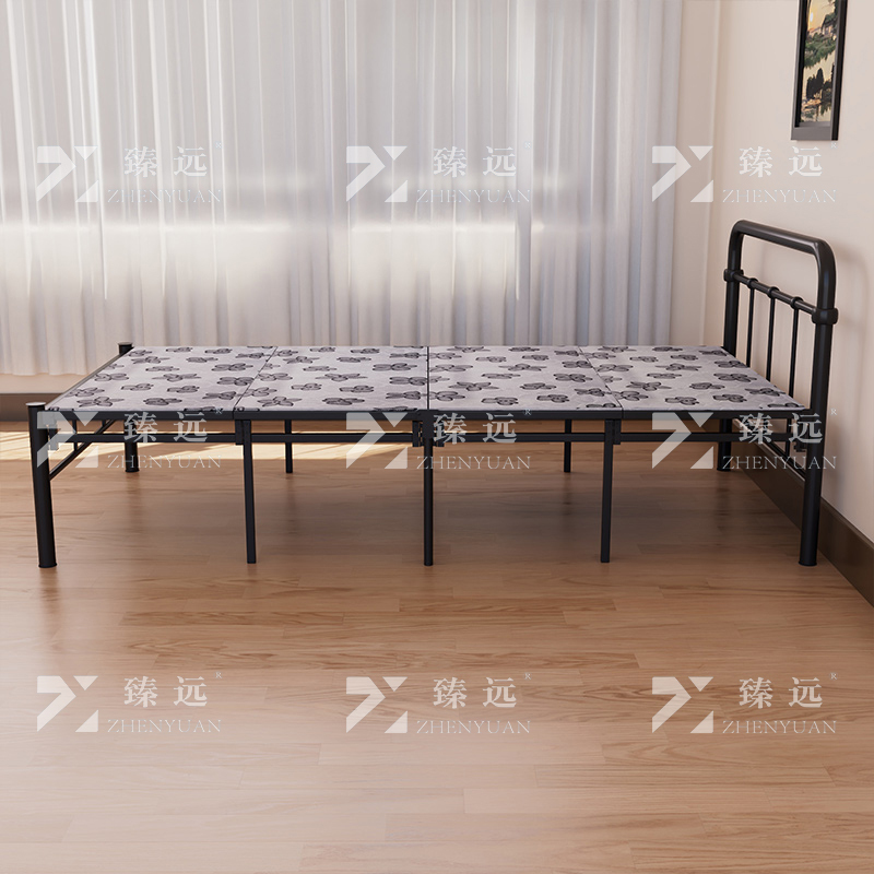 臻远 ZY4052511 钢木床简易折叠床单人床四折 1米银彩