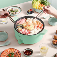 绿色 美的(Midea)电火锅家用多功能用途电煮锅电热锅不粘电炒锅5L大容量加深火锅