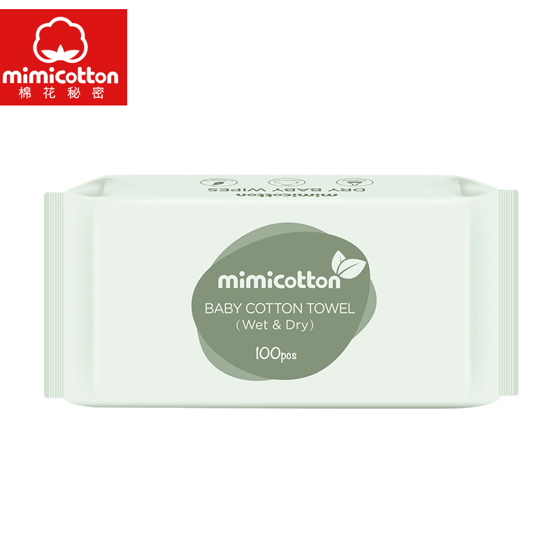 棉花秘密(mimicotton)婴儿珍珠纹棉柔巾干湿两用巾 婴儿纸巾加厚款14*20 100抽1包非湿巾