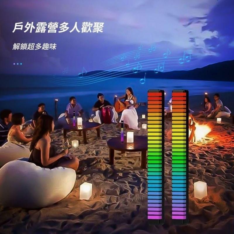 简配版32灯珠插电款[尊贵黑] 3DAPP声控创意节奏灯RGB拾音氛围灯车载电脑桌面LED音频谱氛围灯