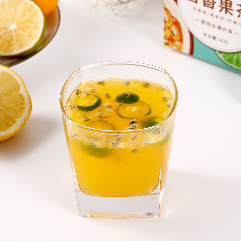 固本堂金桔百香果茶水果片茶两盒组合装泡茶干片蜂蜜冻干柠檬茶水果茶高清大图