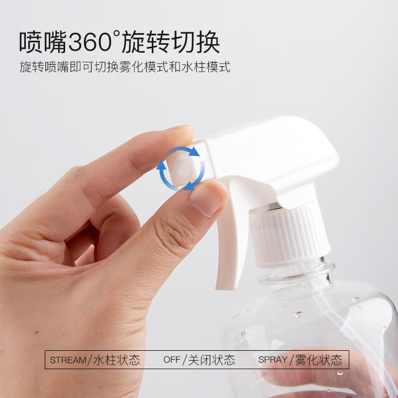 钊彩喷壶 按压式双模嘴喷壶 喷嘴360°旋转切换 透明2只装高清大图