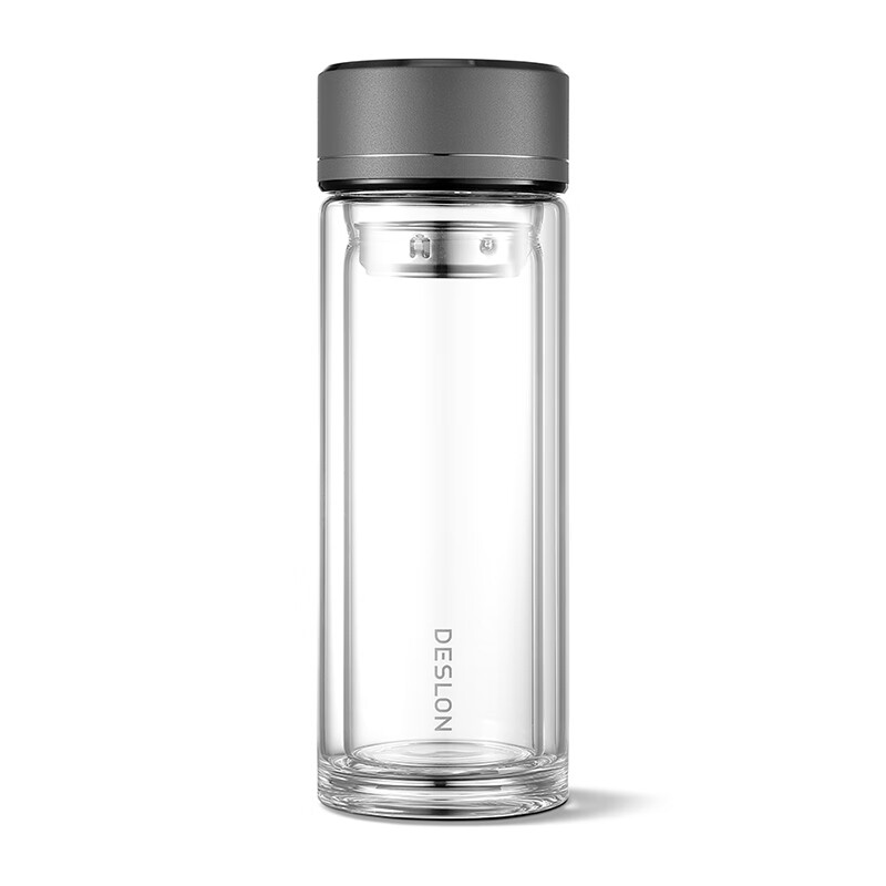 德世朗(DESLON)泡茶玻璃杯300ml 凉水杯办公室居家学生男女杯子 清享双层玻璃杯 DQXB-300L / 个高清大图