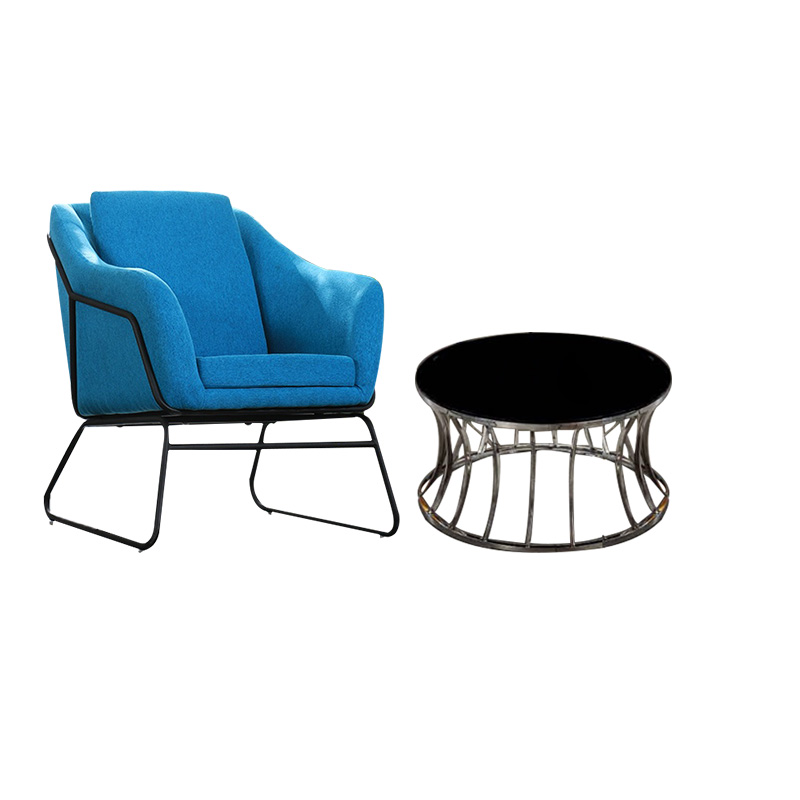 匡大 办公休闲椅洽谈区布艺沙发茶几组合1+1+圆几 KDXXY-JSD04高清大图