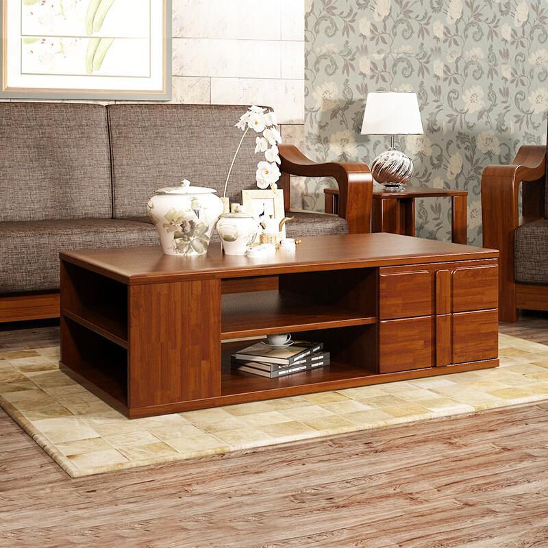 玺晴实木长茶几储物收纳茶几现代中式客厅家具