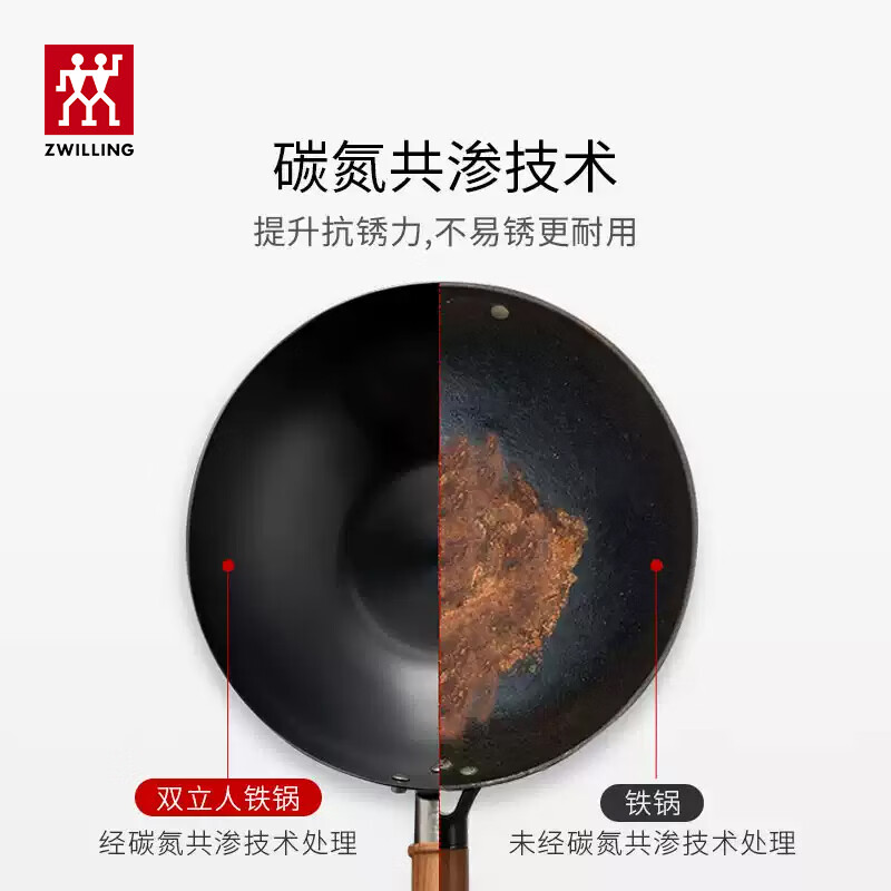 双立人 1023227 铁制炒锅黑色30cm 大口径烹饪锅具电磁炉燃气系列高清大图