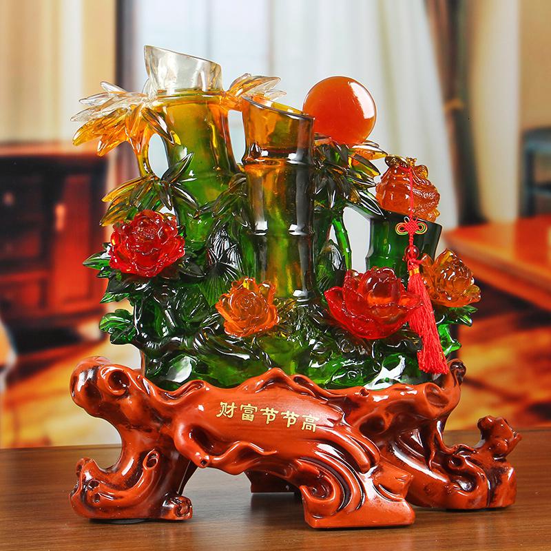 美帮汇财富节节高竹子摆件办公室摆设树脂工艺品家居装饰品商务开业礼品高清大图