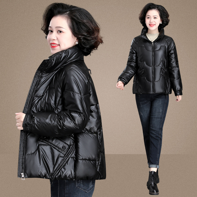 金蔚臻 妈妈冬装外套羽绒棉服冬款中年女装免洗亮面小棉袄中老年人秋冬加厚棉衣