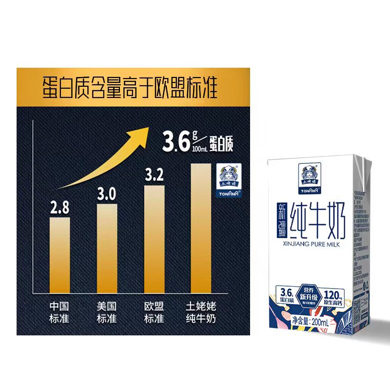 土姥姥 - 新疆纯牛奶（尊享版） 200ML*10盒高清大图