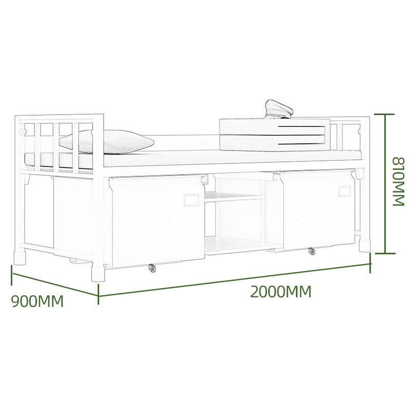 域赢营具床宿舍单人床钢制组合床单层床含蚊帐架床下柜