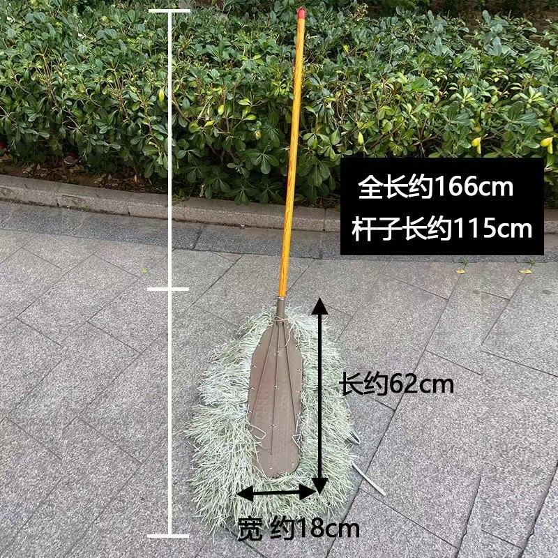 礼千初 手编竹制大扫把笤帚塑料丝园林大扫帚庭院打扫环卫户外马路扫 菱形架绿色丝木杆扫把