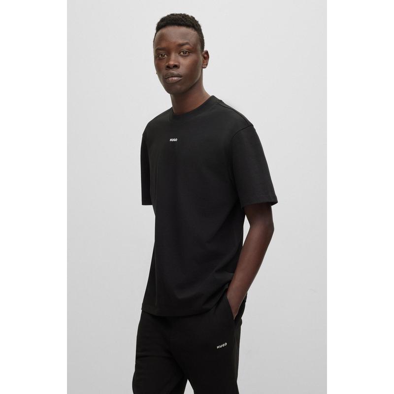 Hugo boss纯棉圆领短袖T恤男黑白色经典百搭标志性字母印花服饰高清大图