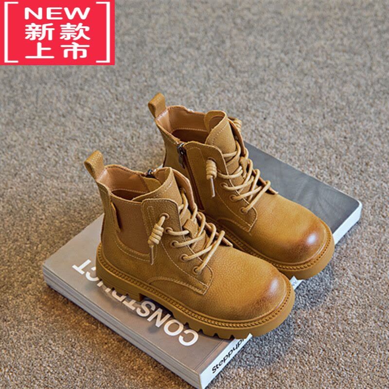 可莉允儿童马丁靴2022年春秋新款英伦风男童靴子短靴女童中大童高帮童鞋图片