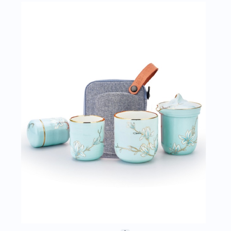 玛戈隆特 行云南山旅行茶具-玉兰花开珐琅彩(水蓝色) 6头2人份 1.06.55604高清大图
