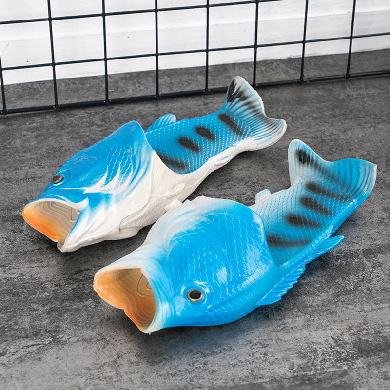 夏鱼形鱼嘴情侣款儿童拖鞋串得起图片 高清实拍大图 苏宁易购