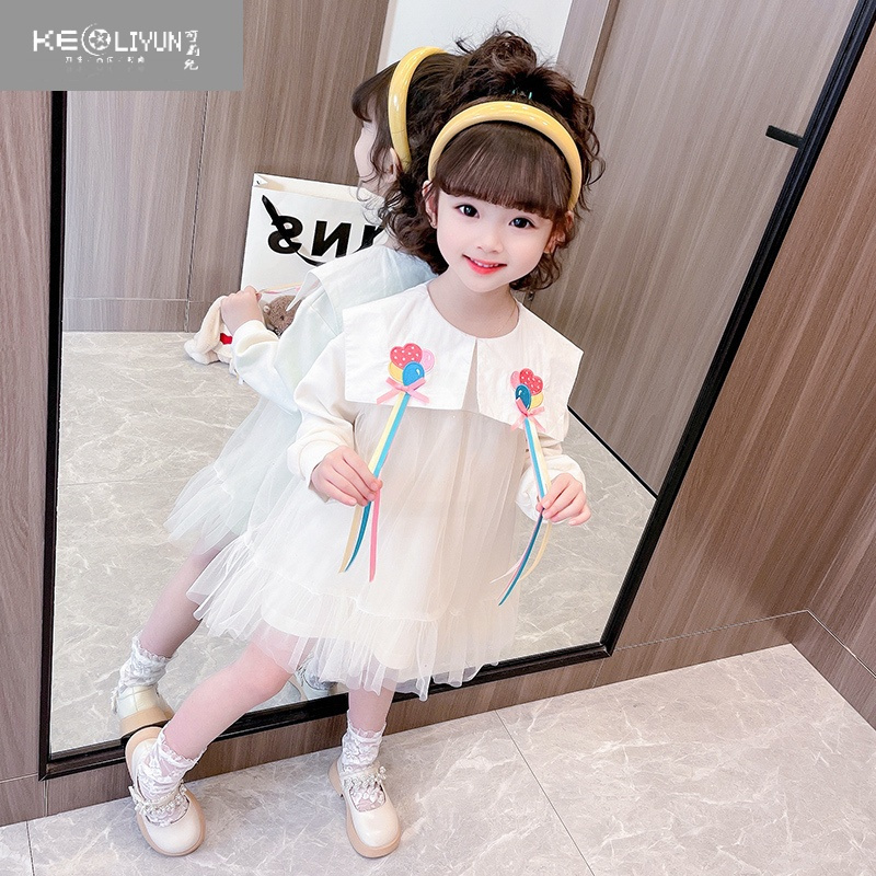 可莉允女童连衣裙2023新款时髦女宝宝春款衣服儿童装春装公主裙子