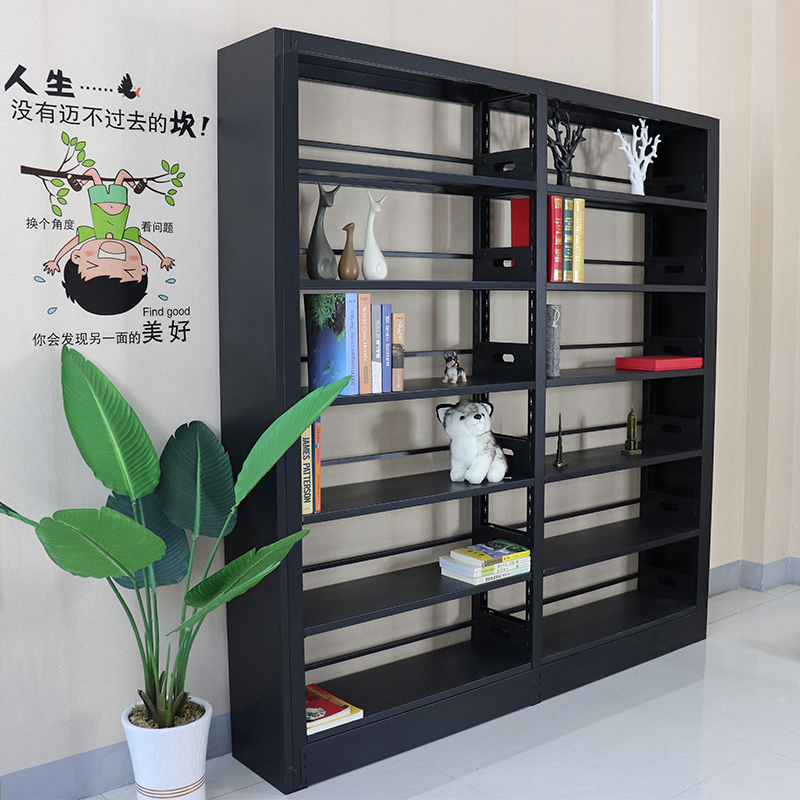 钢制书架阅览室单面双面家用图书馆书架资料架学校专用实木储物架