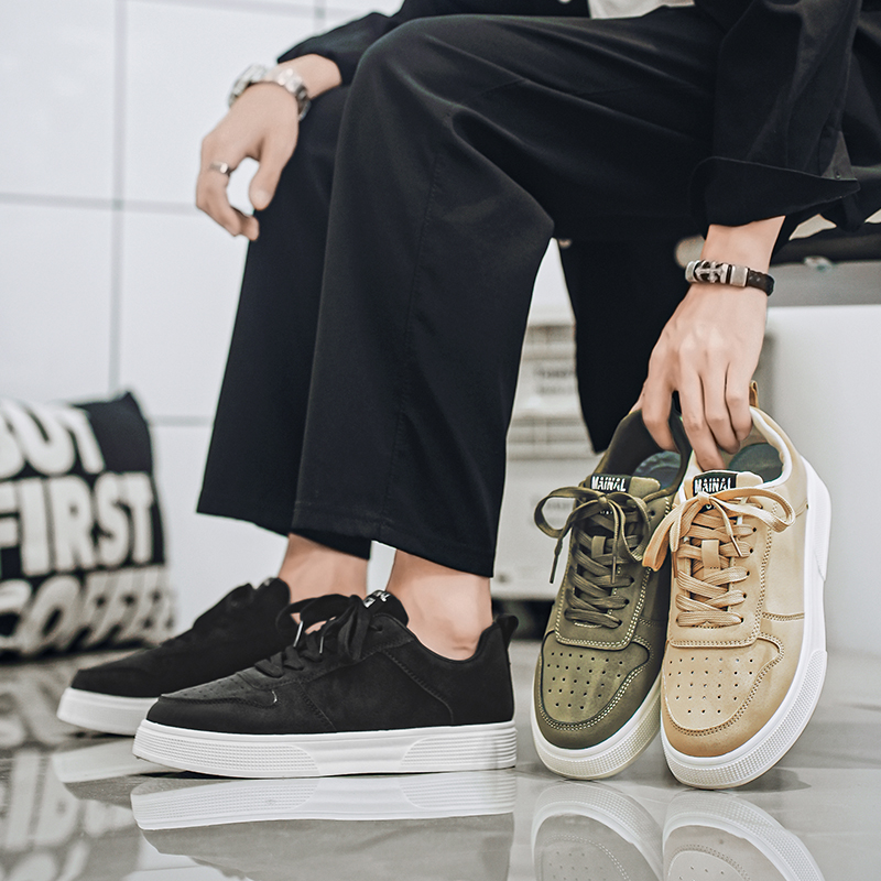 La Chessiers2024新款春秋透气运动休闲板鞋舒适轻便百搭潮鞋子男款厚底男鞋高清大图