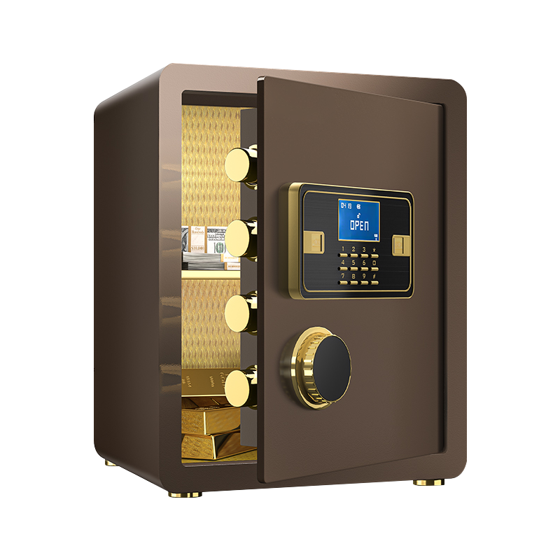 臻远ZY-NW-BXGS-17全钢实心保险柜办公防盗保险箱 高40cm咖色电子款高清大图