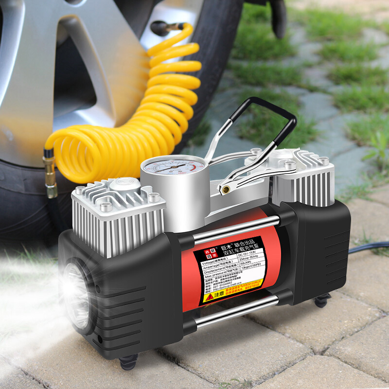 双缸充气泵[带灯数显预设胎压] 手提包 电瓶夹 延长管
