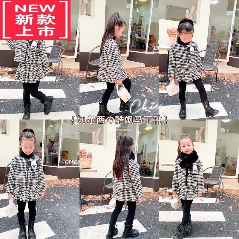 可莉允Amybaby女童马丁靴儿童靴子皮鞋贴皮亲子鞋2022新款炸街小童皮靴图片