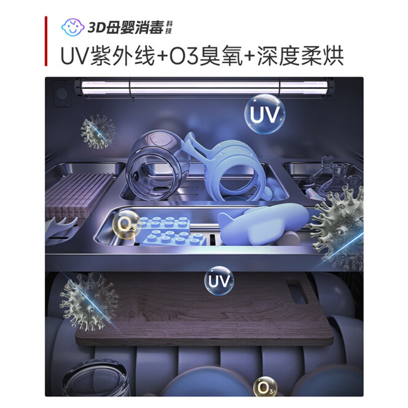 万家乐嵌入式消毒柜[K7PRO]110L容量三门双抽全不锈钢内腔远红外线紫外线臭氧杀菌碗筷奶瓶母婴消毒柜高清大图