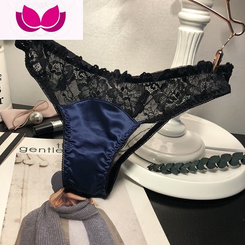 七斓欧美蕾丝内裤女士性感诱惑丁字裤低腰透视T字裤图片