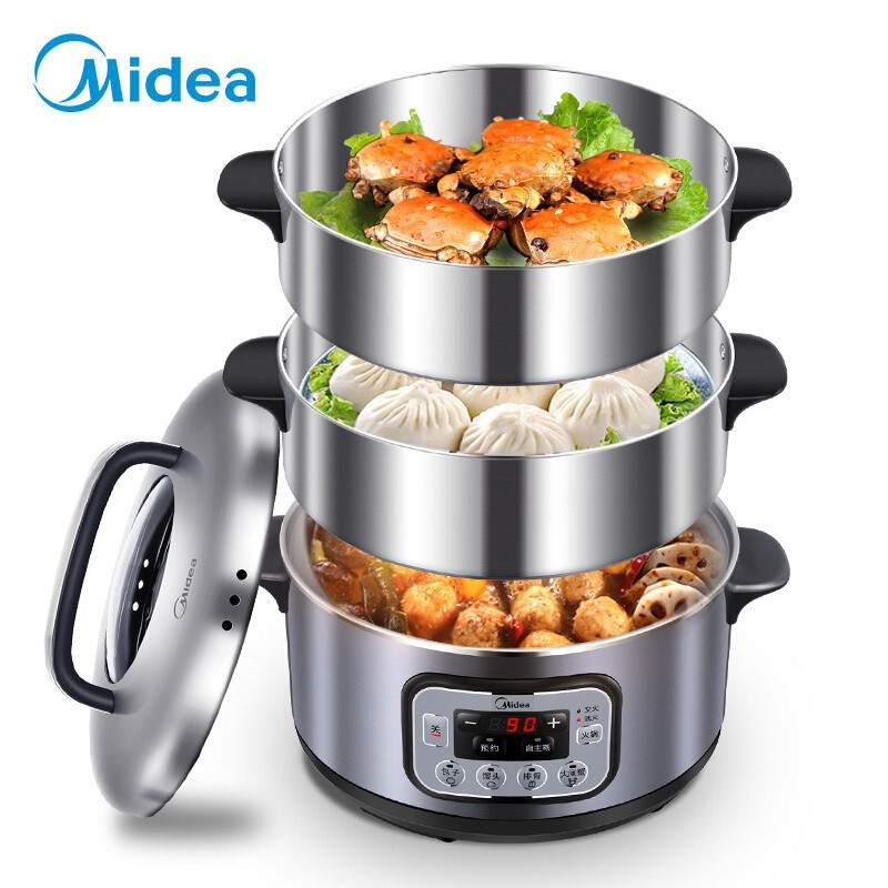美的(Midea) 电蒸锅多功能家用电火锅电煮锅电热锅三层大容量14.8L大容量智能预约MZ-ZG28Power501